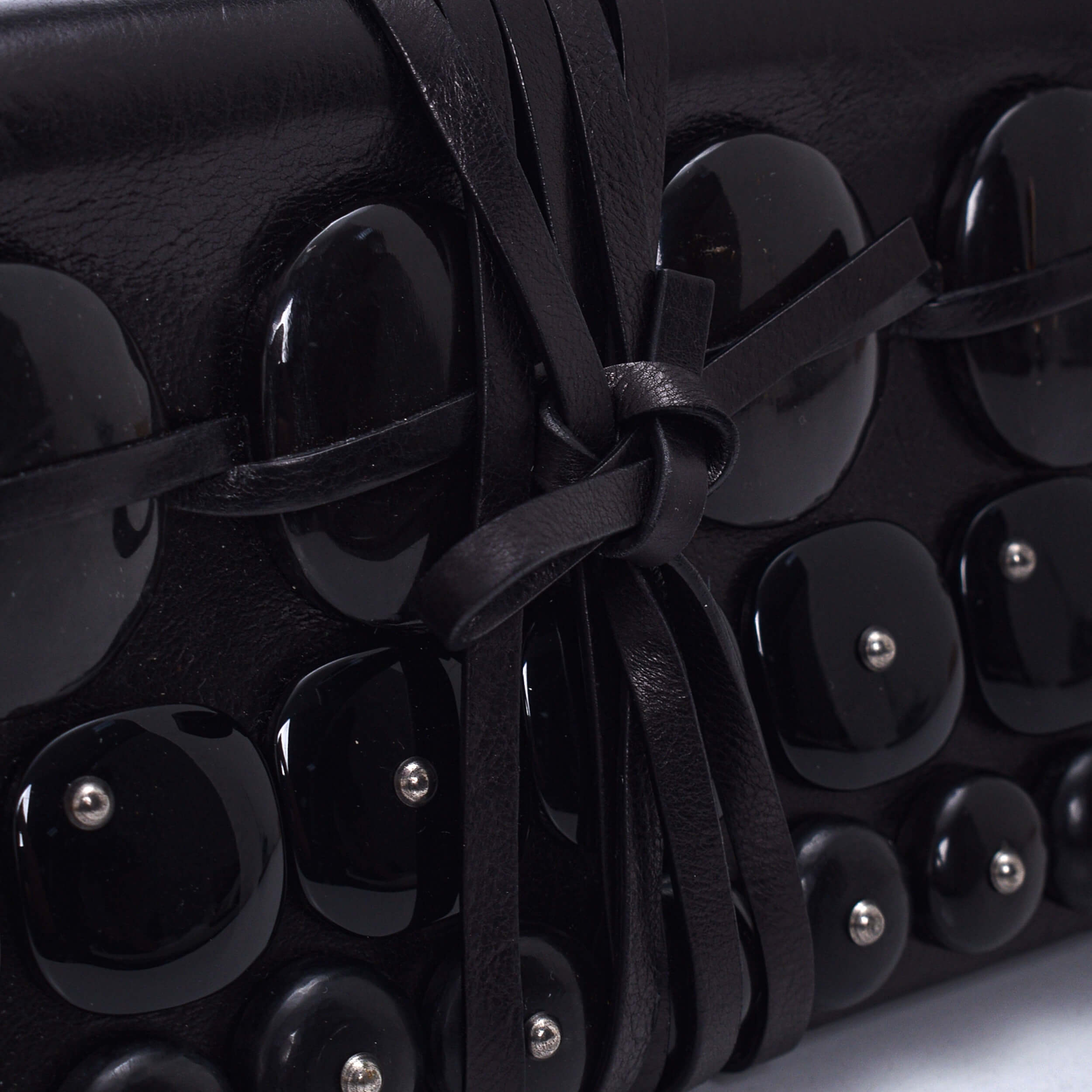 Yves Saint Laurent - Black Leather Stone Detail Clutch